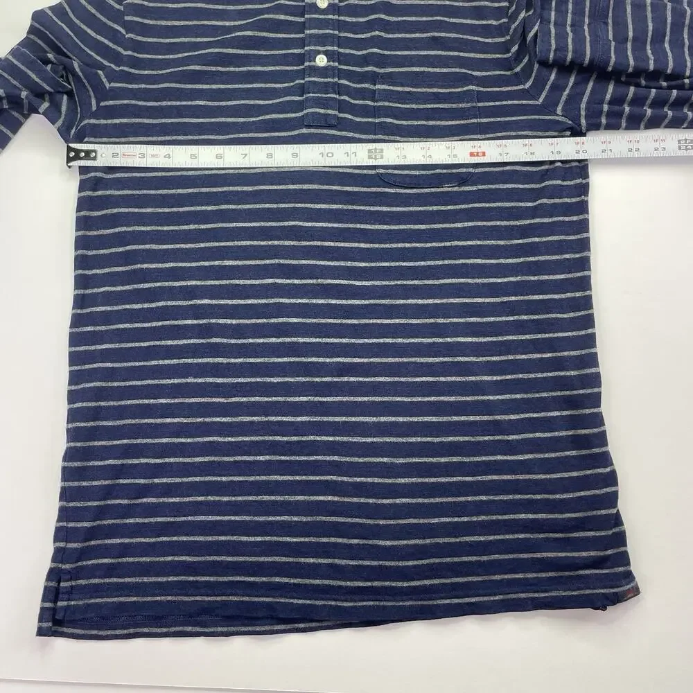 Faherty LS Polo Shirt Mens Medium Collared Blue White Stripes